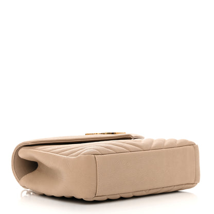 Saint Laurent Sheepskin Matelasse Chevron Monogram Medium College Bag Dark Beige 4 of 14