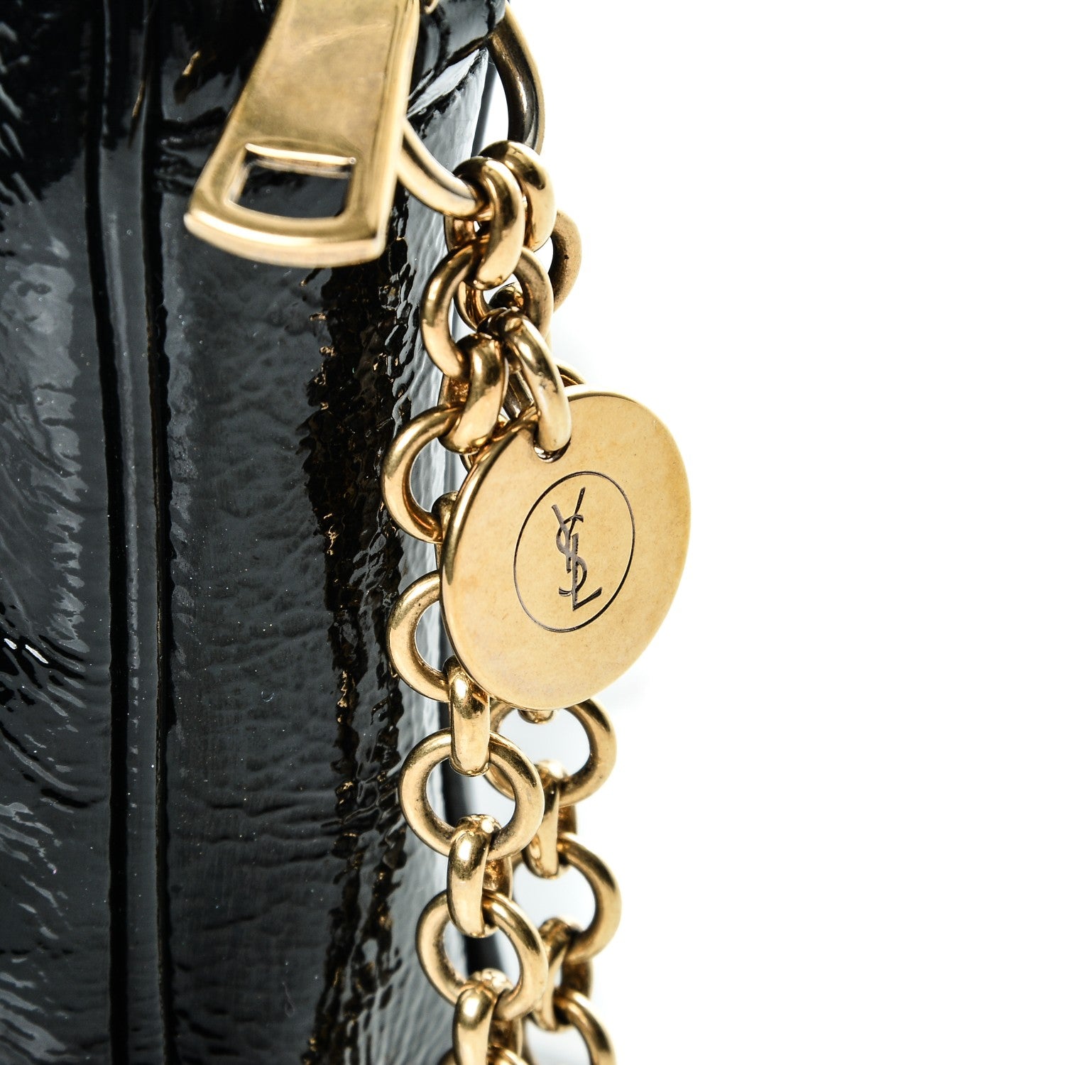 Saint Laurent Textured Patent Monogram Mini Wristlet Black 5 of 8