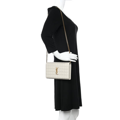 Saint Laurent Lambskin Carre Quilted Cassandre Chain Wallet Blanc Vintage 2 of 9