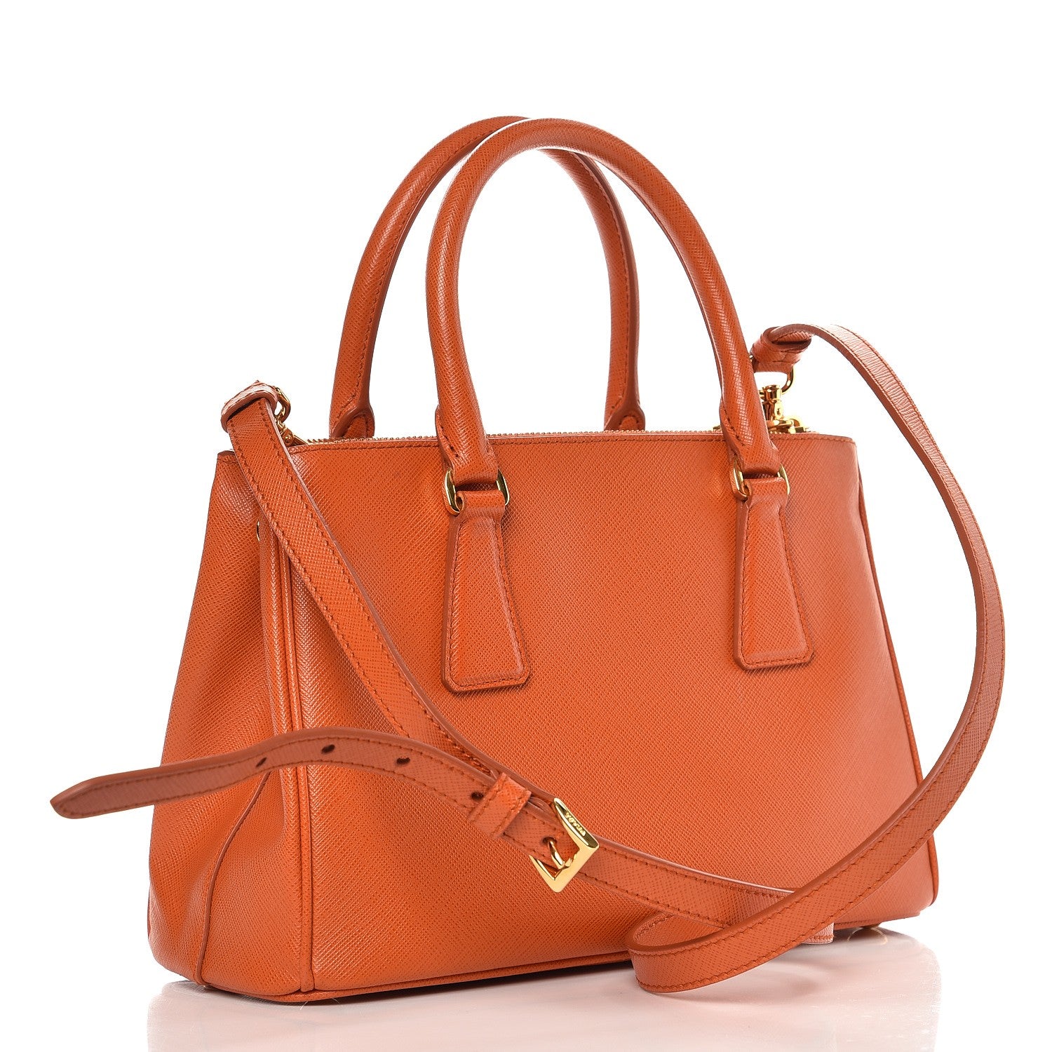 Prada Saffiano Mini Galleria Double Zip Tote Papaya 4 of 10