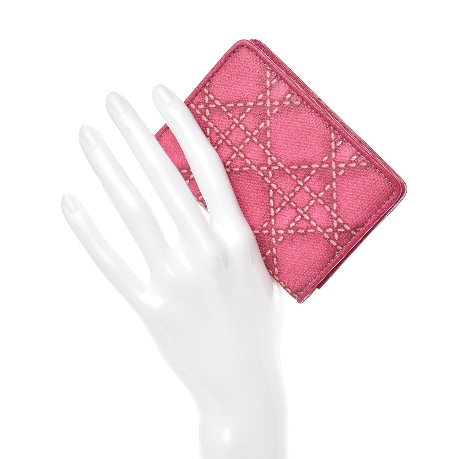 Christian Dior Canvas Cannage Lady Dior Card Holder Pink 2 of 8