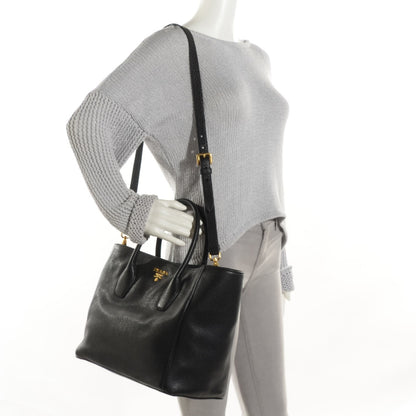 Prada Vitello Daino Tote Nero Black 2 of 7