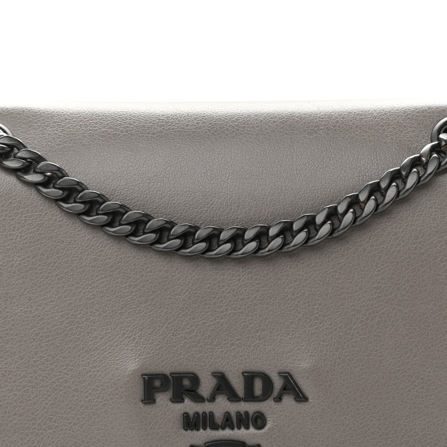 Prada Glace Calfskin Studded Crossbody Grey Black 13 of 13