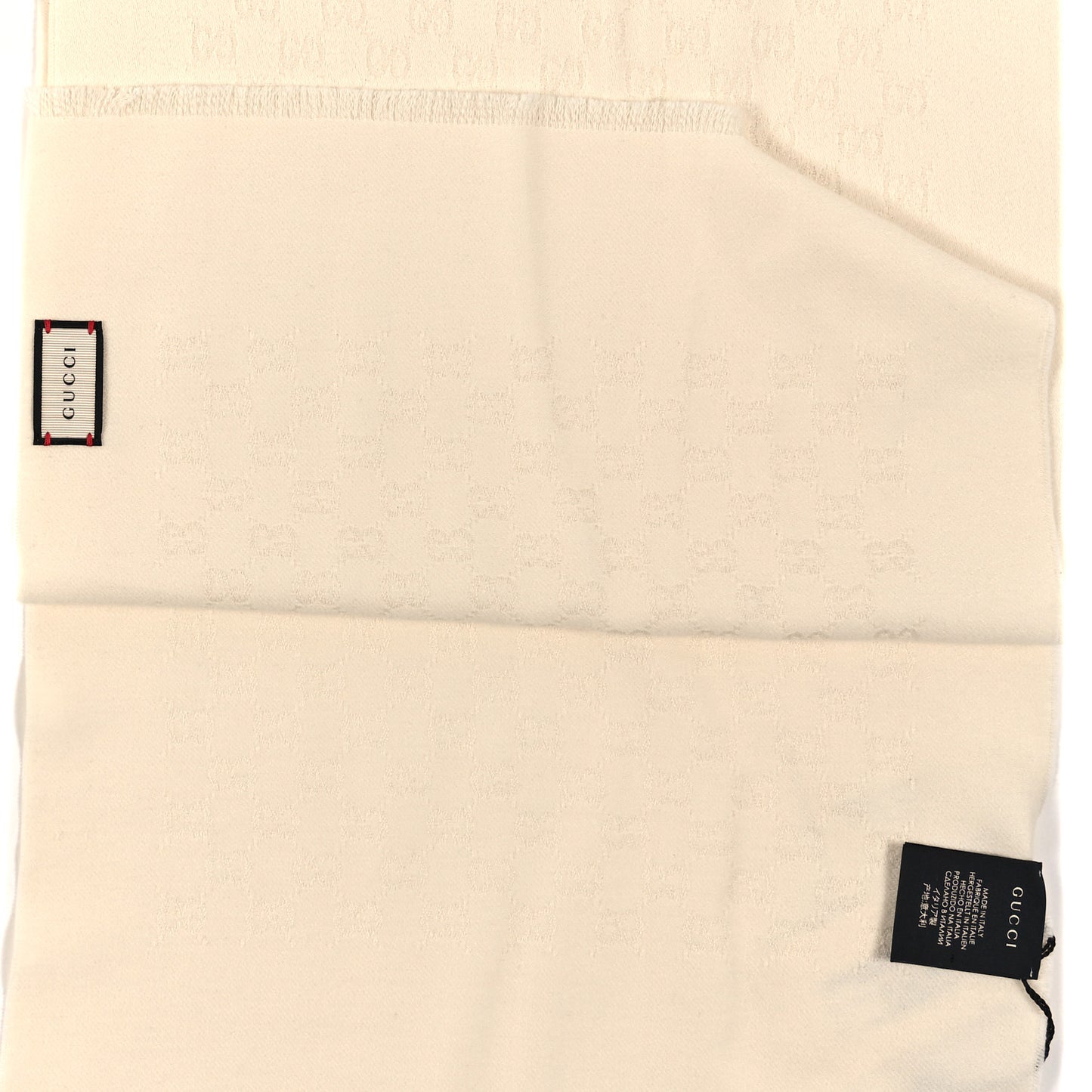 Cashmere GG Monogram Gem Lux Scarf White
