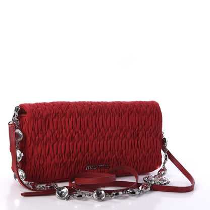 Miu Miu Faille Matelasse Crystal Flap Clutch Fuoco 3 of 11
