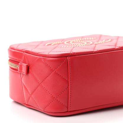 Chanel Lambskin Quilted Studded Beauty Begins Bag Fuchsia 8 of 9