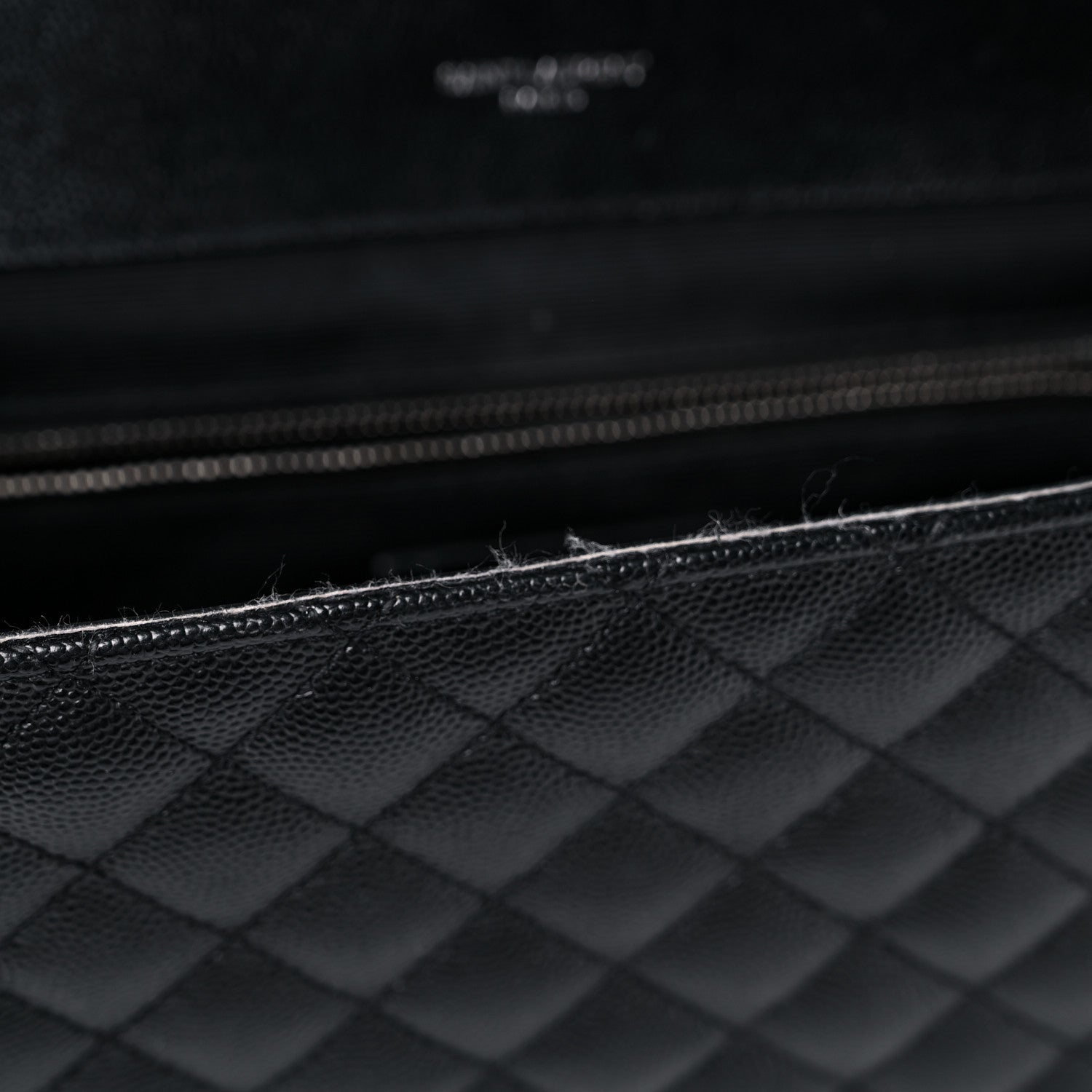 Saint Laurent Grain De Poudre Textured Mixed Matelasse Large Triquilt Monogram Satchel Black 16 of 17