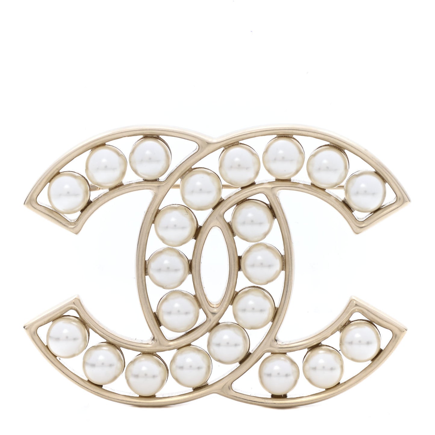Pearl CC Brooch Light Gold