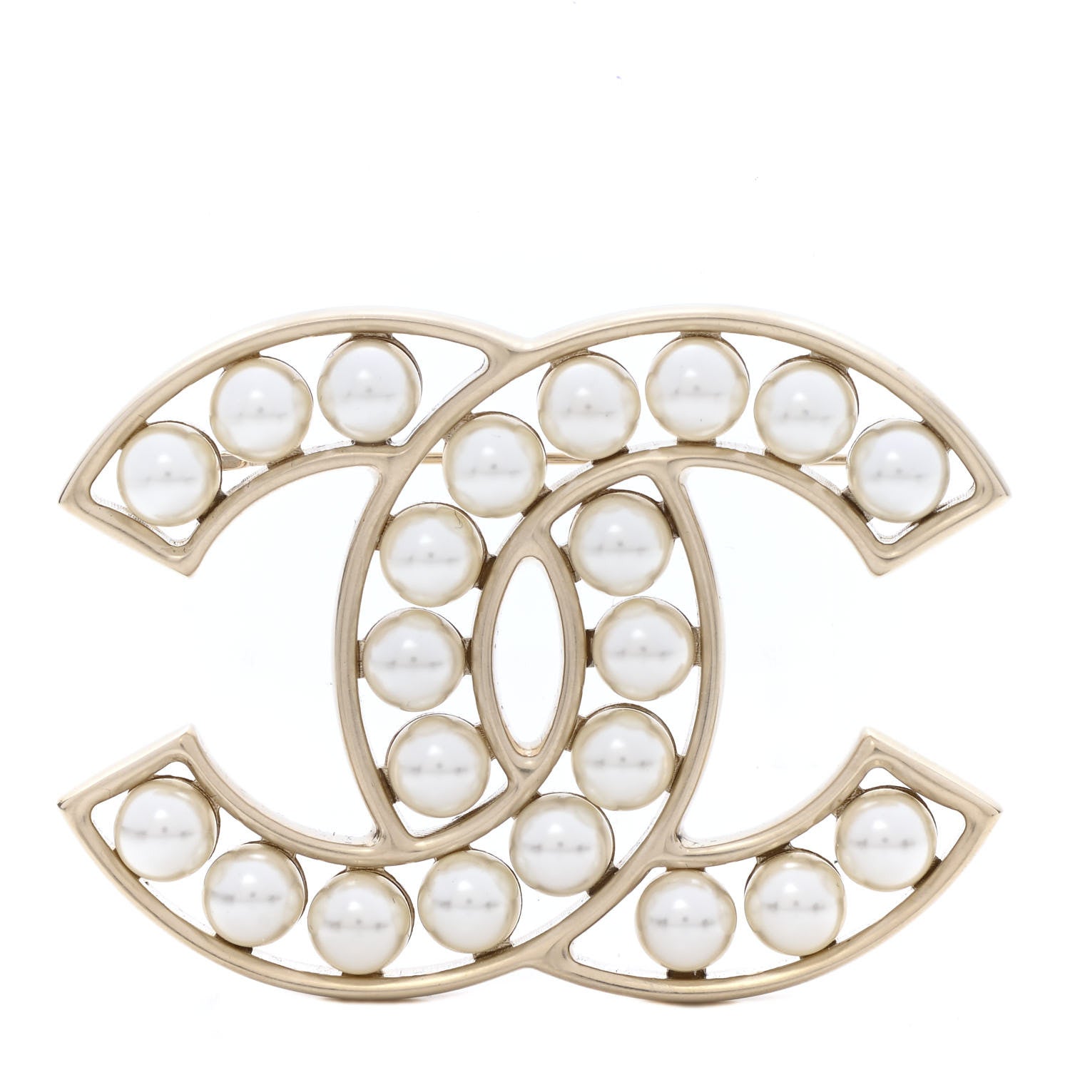 Chanel Pearl CC Brooch Light Gold 1 of 4