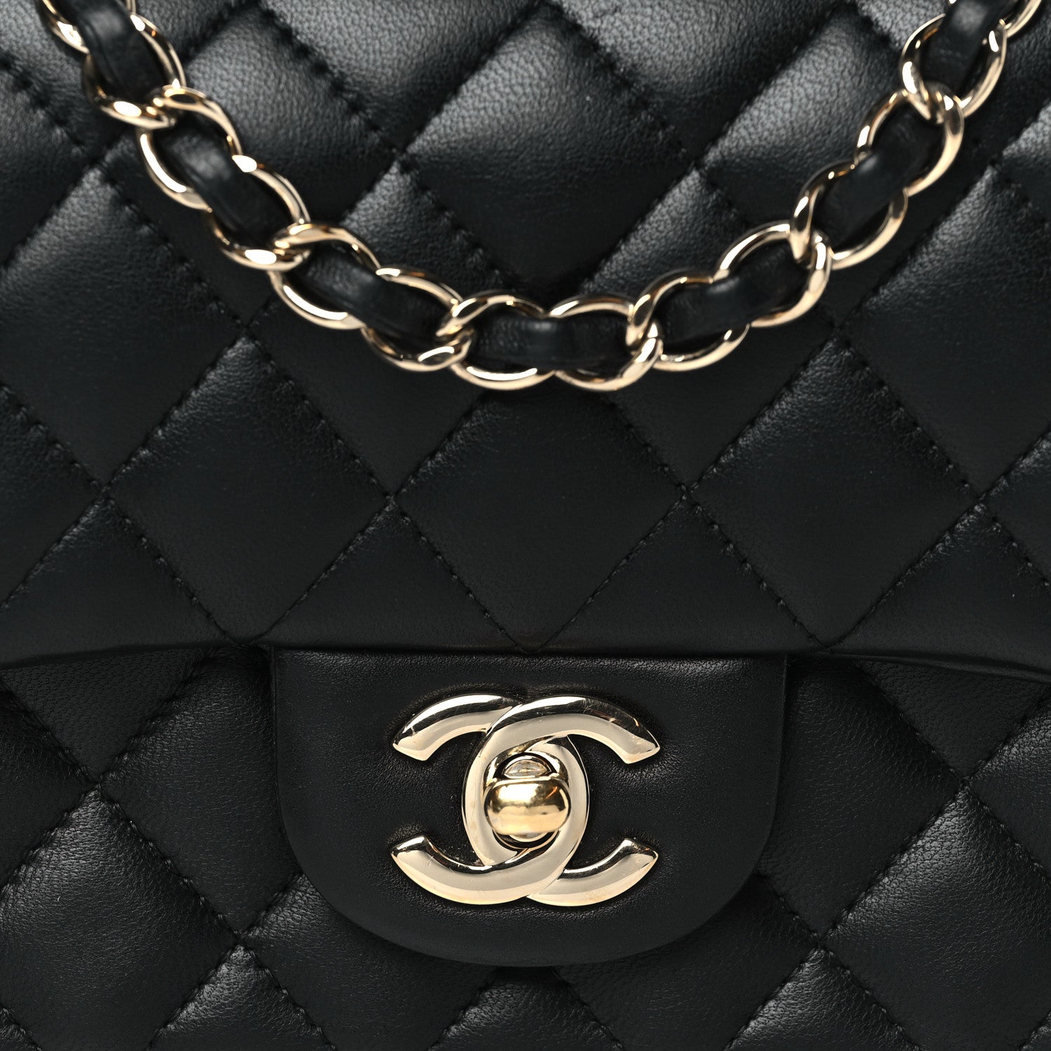 Chanel Lambskin Quilted Mini Square Flap Black 9 of 11