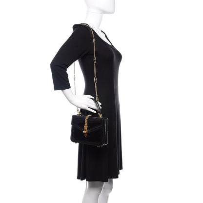 Gucci Mousse Top Patent Mini Sylvie 1969 Top Handle Bag Black 2 of 9