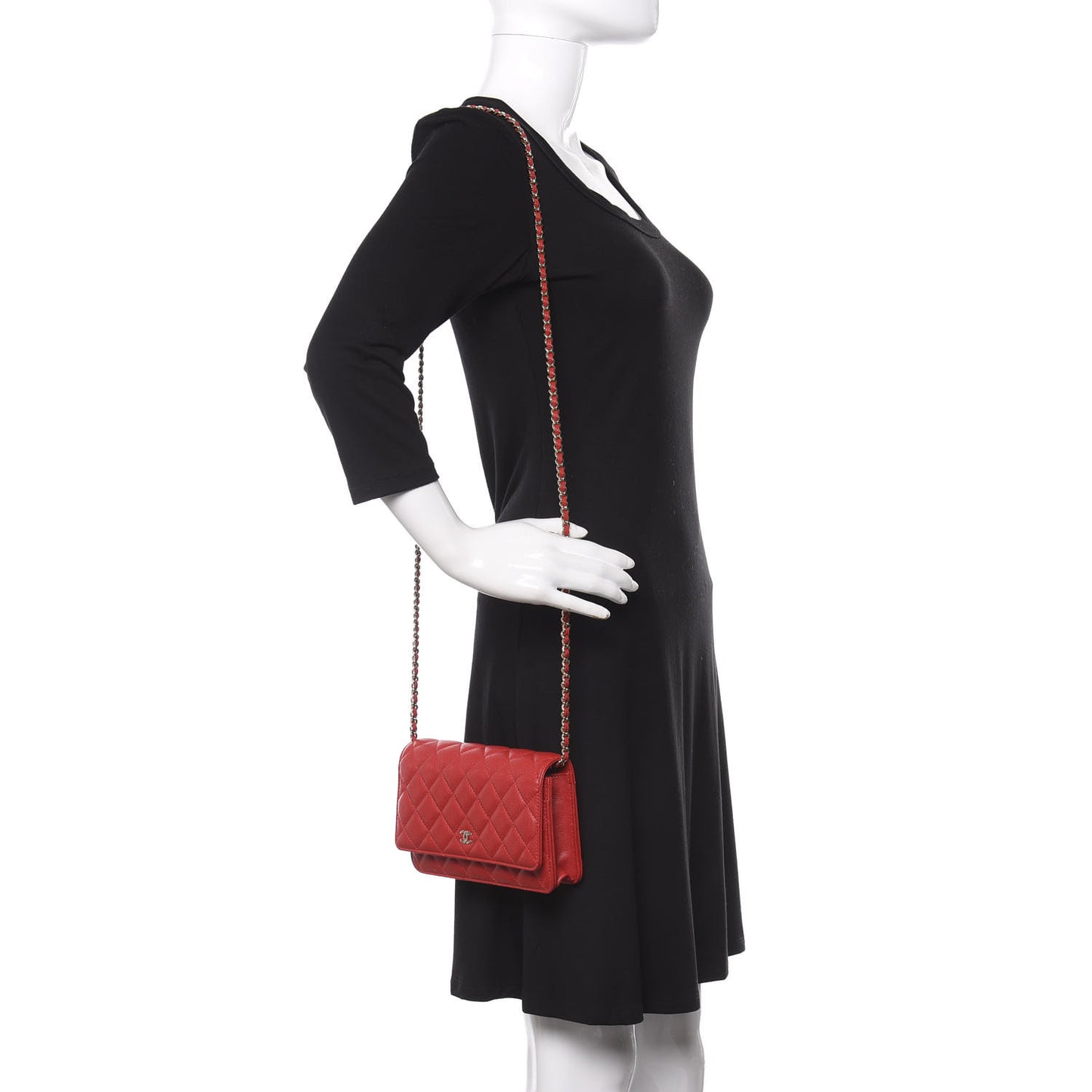 Caviar Quilted Wallet On Chain WOC Red