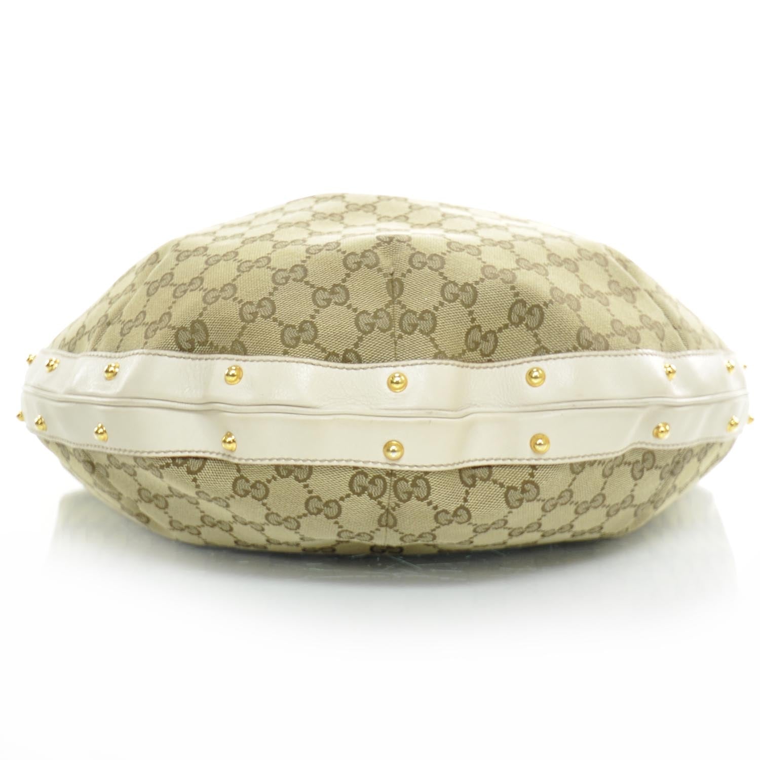 Gucci Monogram Large Studded Hobo Ivory 5 of 9