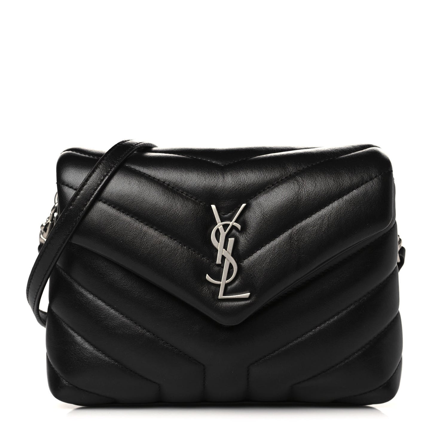 Calfskin Y Quilted Monogram Toy Loulou Crossbody Bag Black