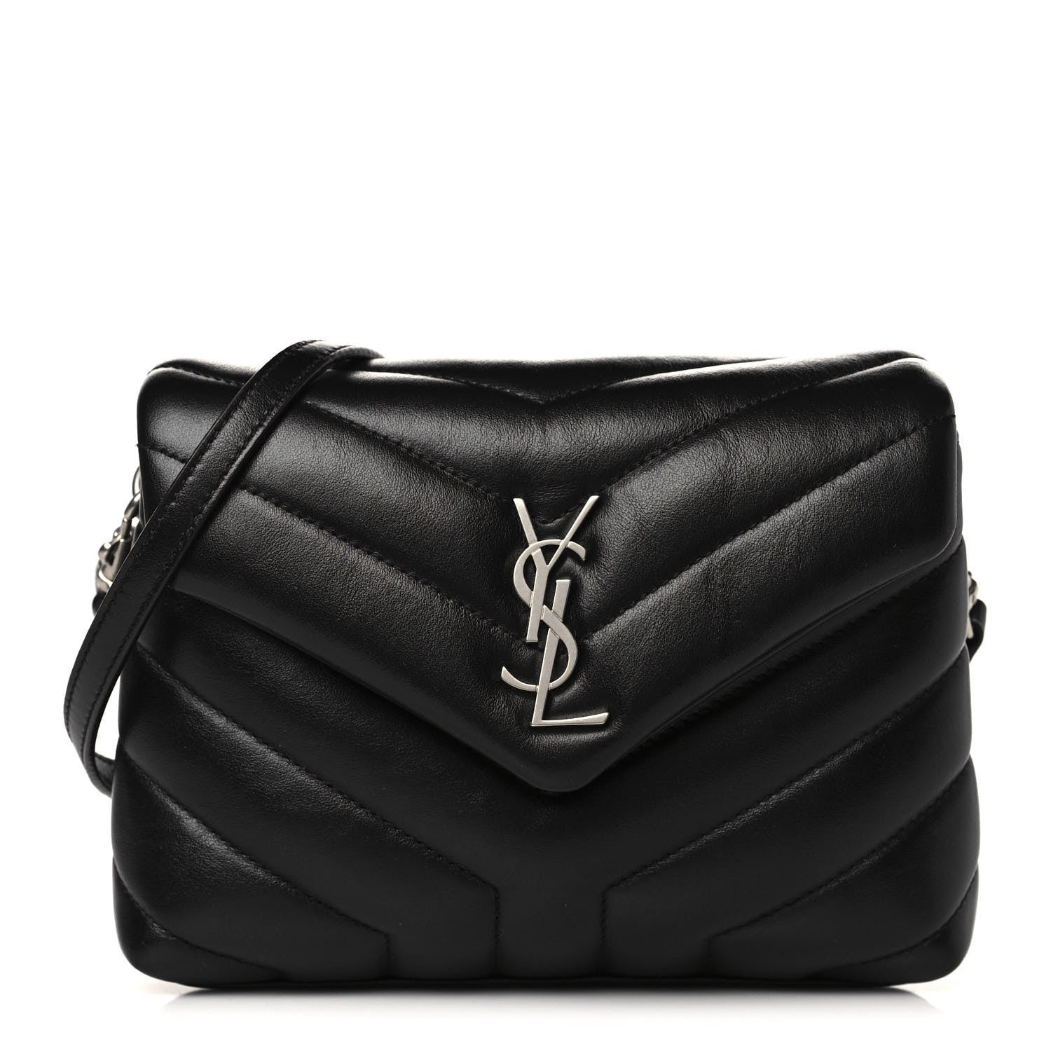 Saint Laurent Calfskin Y Quilted Monogram Toy Loulou Crossbody Bag Black 1 of 10