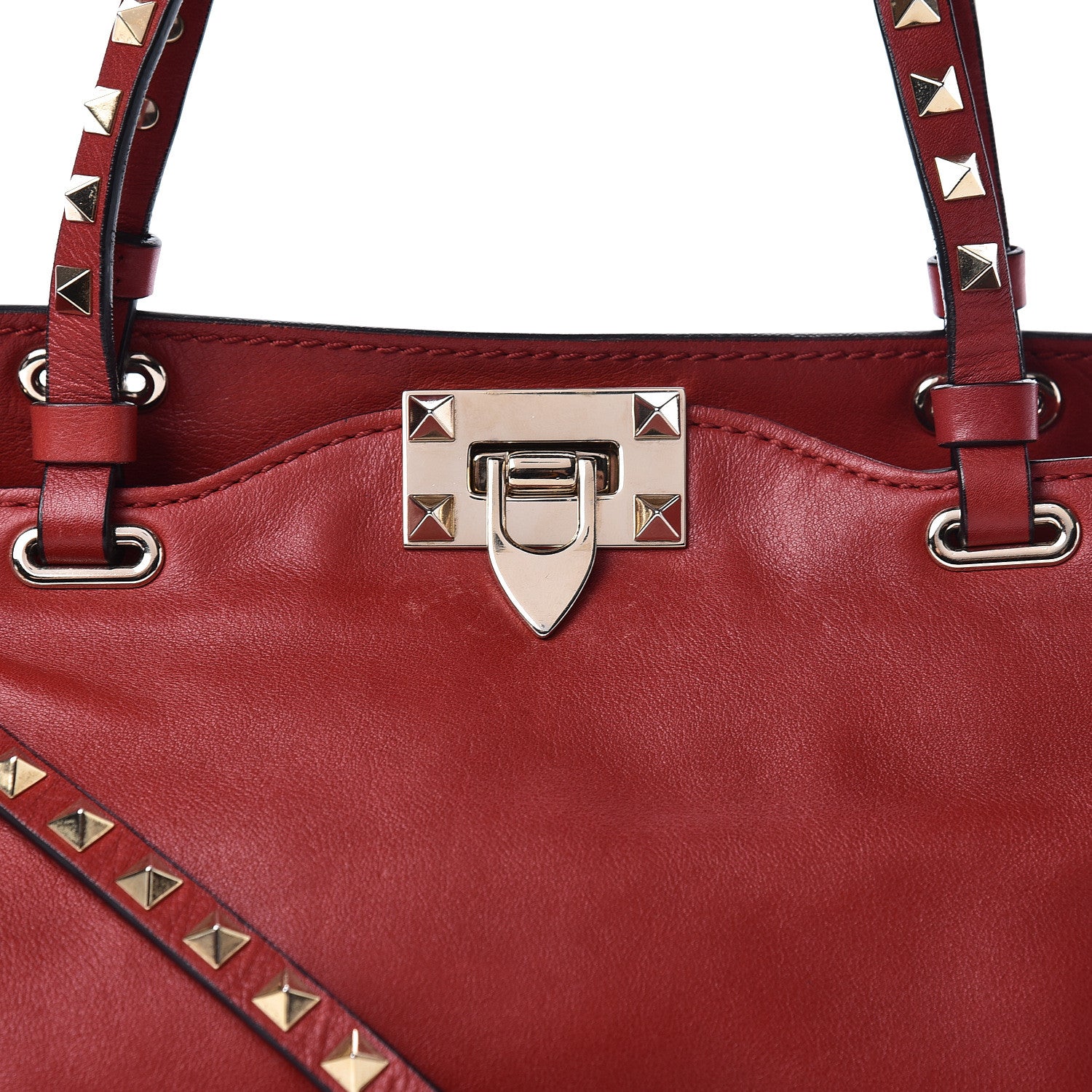 Valentino Garavani Vitello Small Rockstud Tote Rosso Valentino 7 of 11
