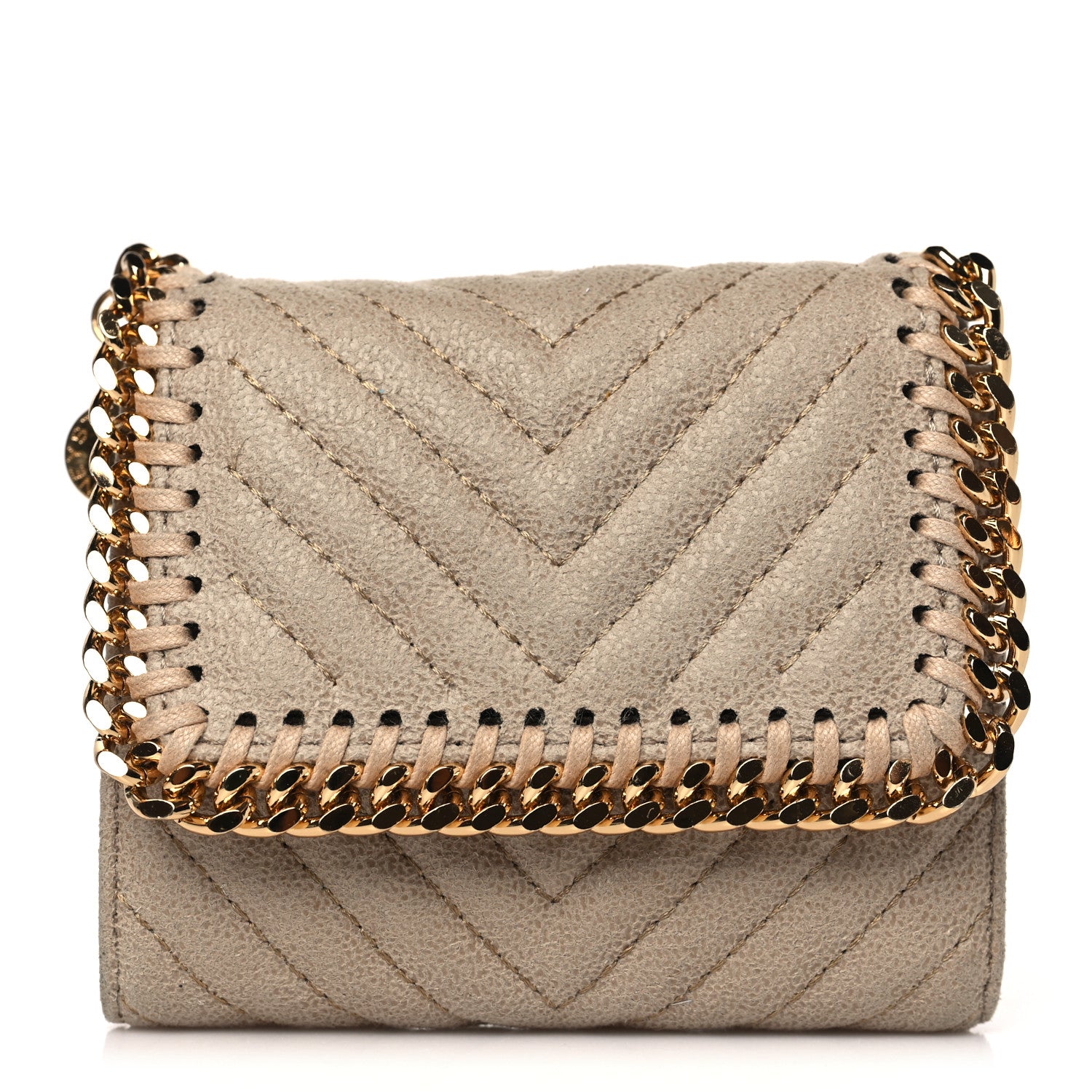 Stella McCartney Shaggy Deer Chevron Flap Wallet Beige 1 of 6