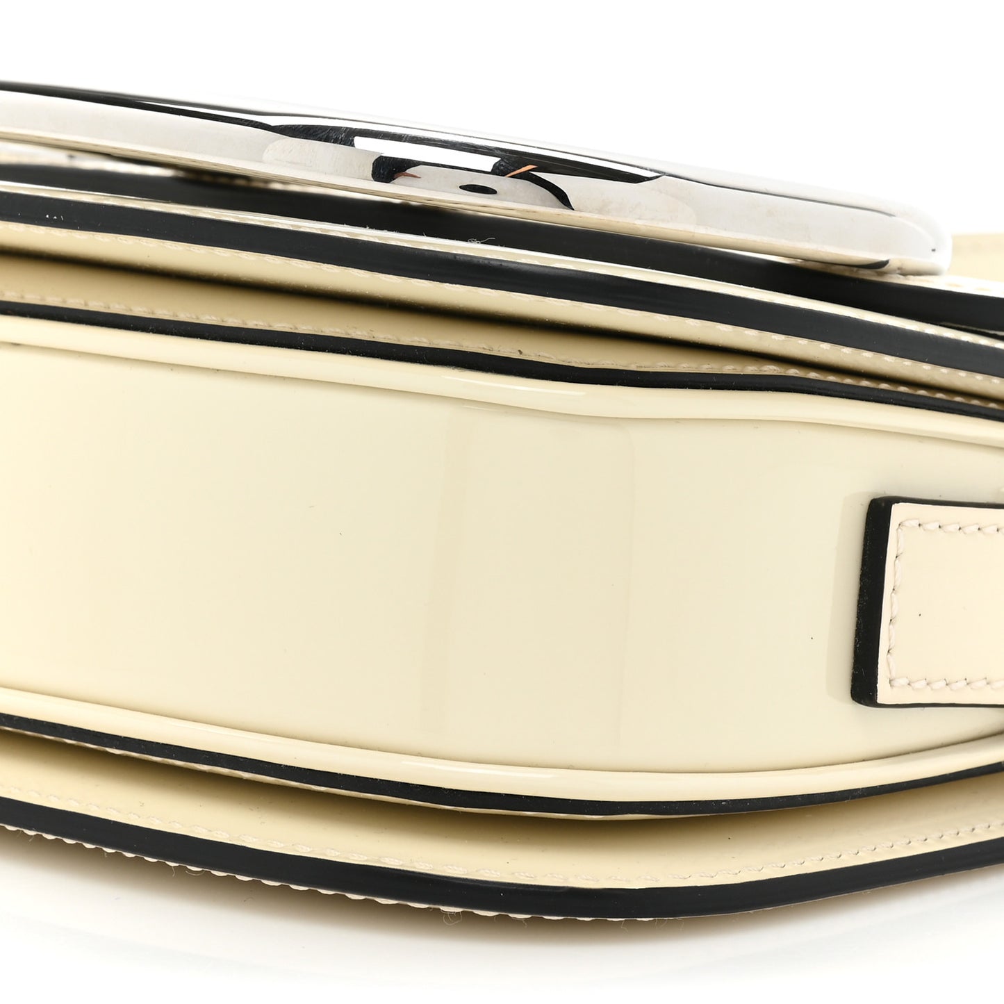 Patent Small Supervee Crossbody Bag Light Ivory