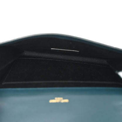 Saint Laurent Calfskin Crocodile Embossed Monogram Cassandre Flap Pouch Foliage Green 5 of 8