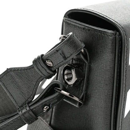 Off-White Saffiano Striped Mini Diag Binder Clip Bag Black White 10 of 10