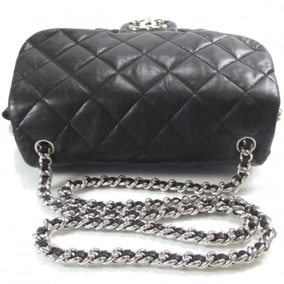 Lambskin Chain Around Large Messenger Bag Black