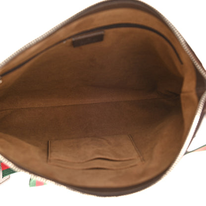 Gucci GG Supreme Monogram Tian Web Medium Flat Messenger Beige Multicolor New Acero 5 of 10