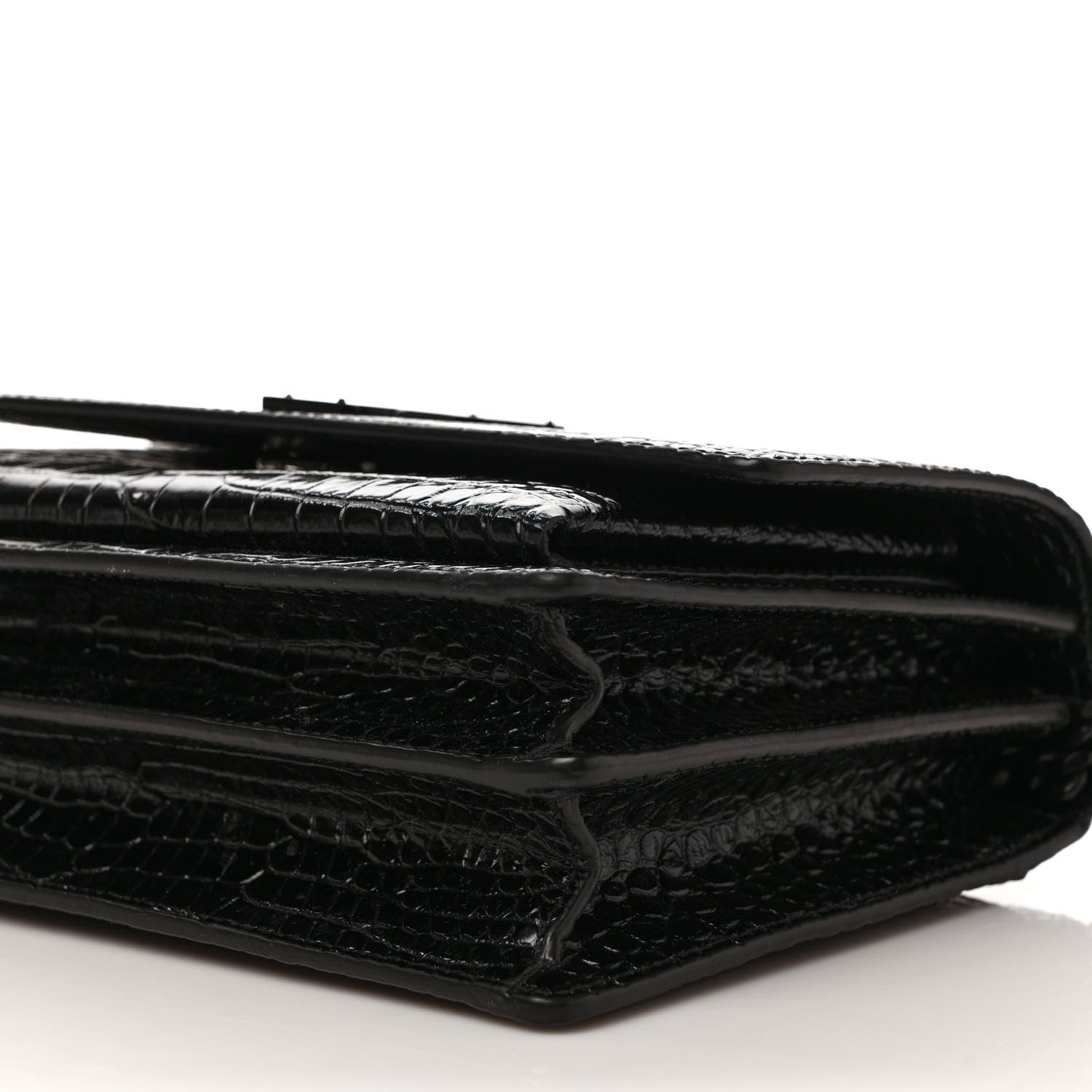 Saint Laurent Calfskin Crocodile Embossed Medium Monochrome Monogram Sunset Black 8 of 8