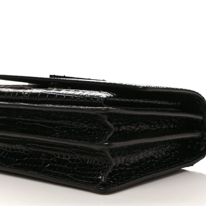 Saint Laurent Calfskin Crocodile Embossed Medium Monochrome Monogram Sunset Black 8 of 8