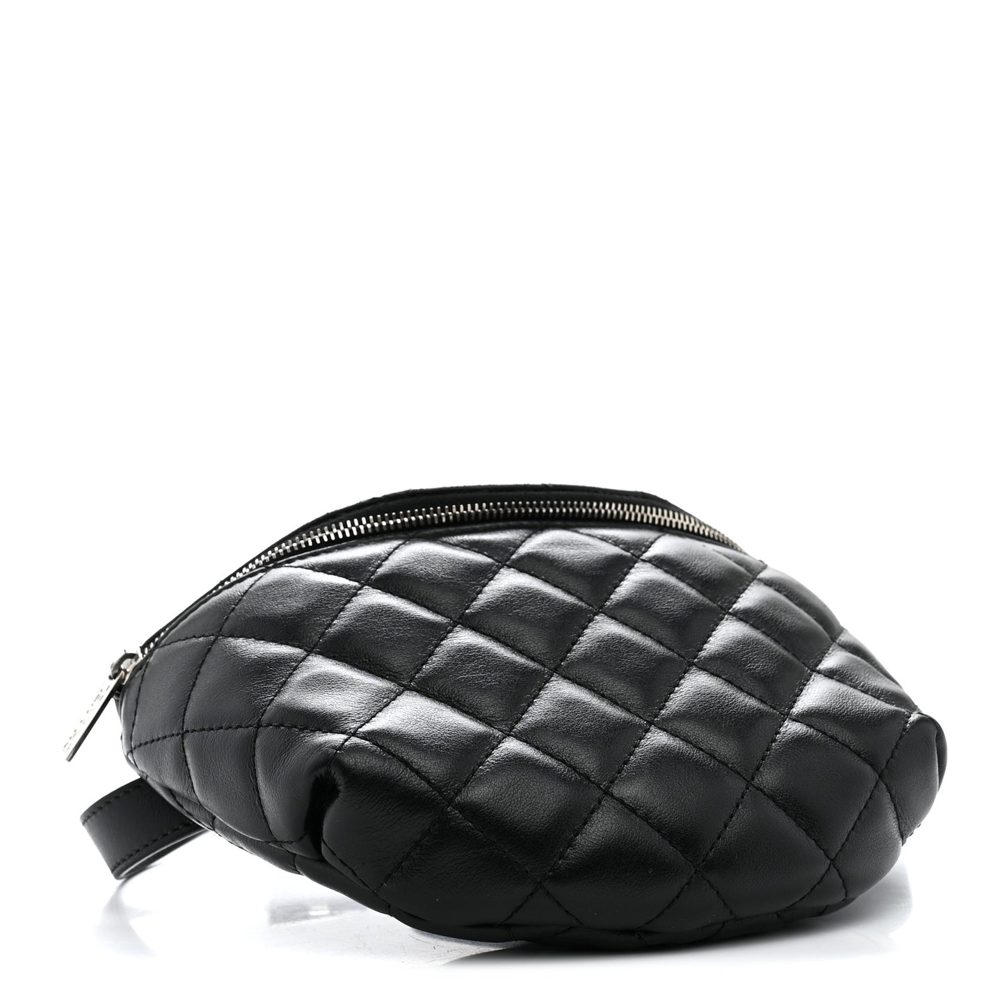 Calfskin Quilted Uniform Waist Belt Bag Black