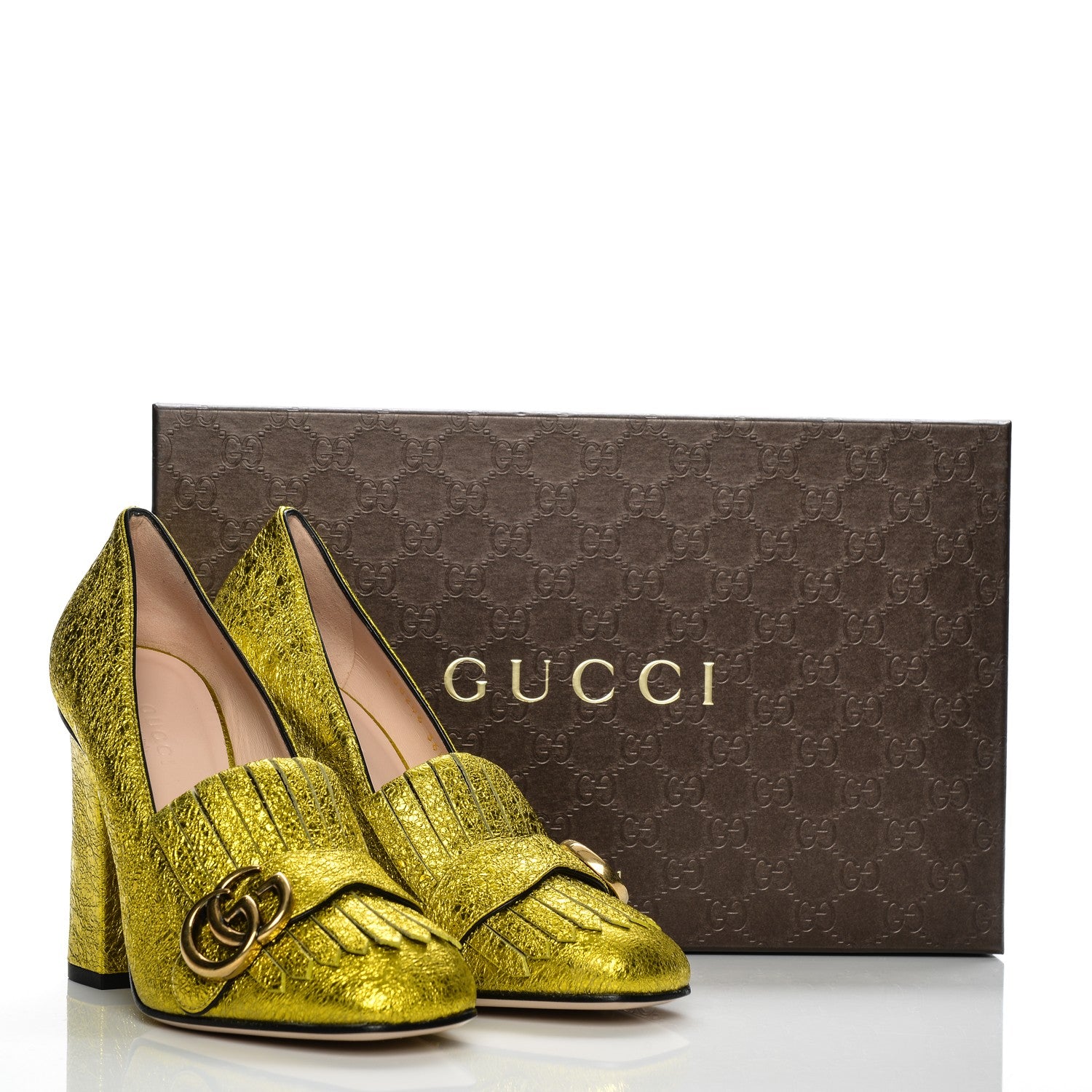 Gucci Galassia GG Marmont Fringe 105mm Loafer Pumps 36.5 Mimosa 8 of 8
