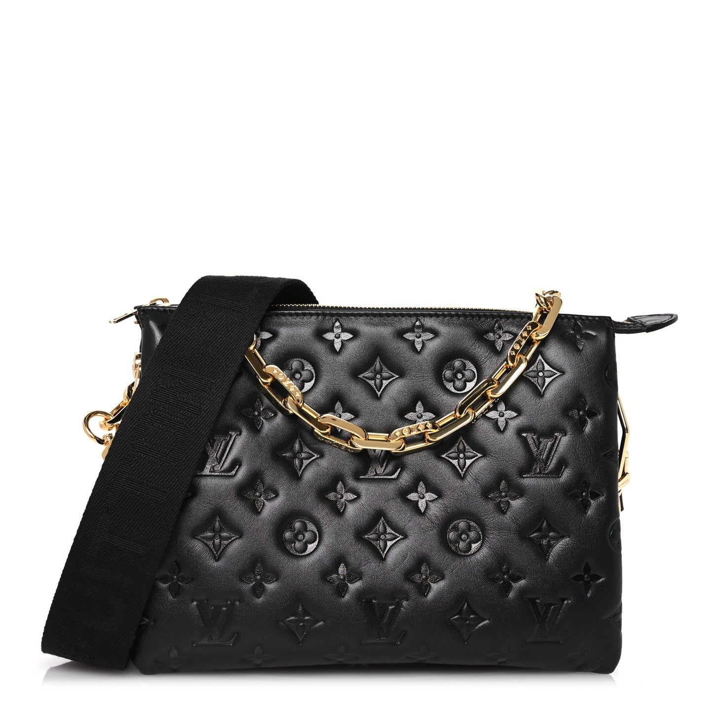 Lambskin Embossed Monogram Coussin PM Black
