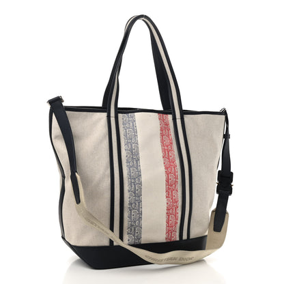 Christian Dior HOMME Oblique Canvas Grained Calfskin Large Three-Tone Tote Beige 3 of 9