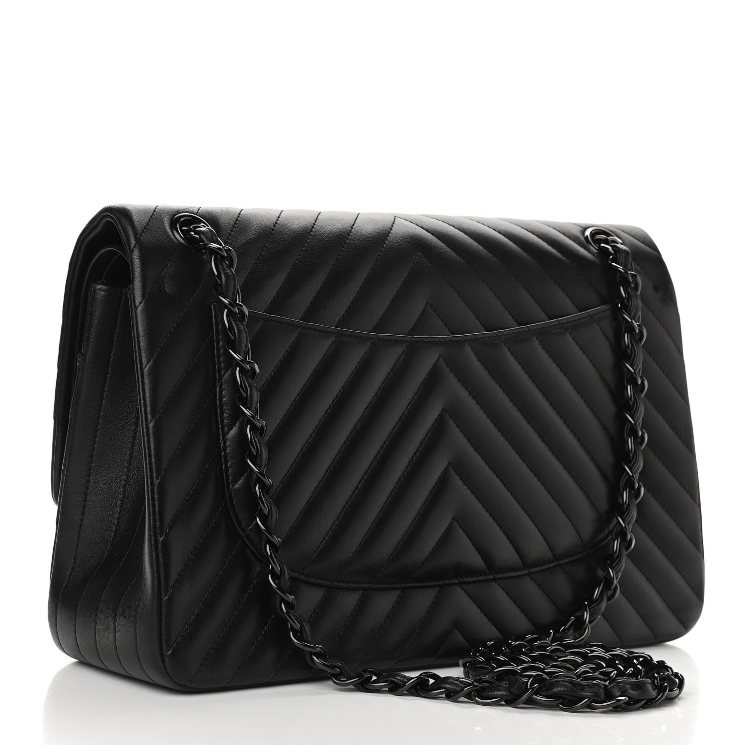Chanel Lambskin Chevron Quilted Jumbo Double Flap So Black 3 of 11