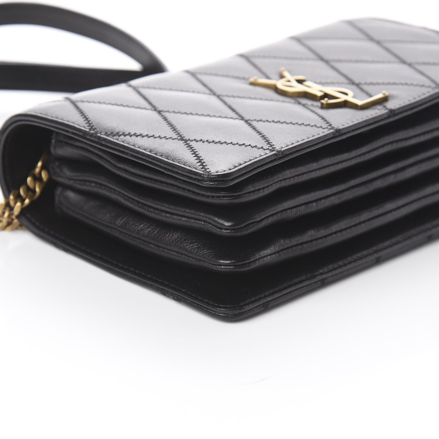 Saint Laurent Lambskin Diamond Quilted Monogram Angie Chain Bag Black 5 of 7