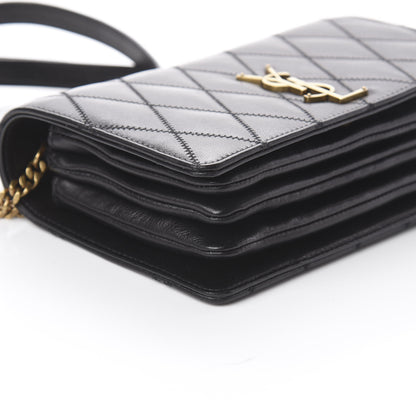 Saint Laurent Lambskin Diamond Quilted Monogram Angie Chain Bag Black 5 of 7