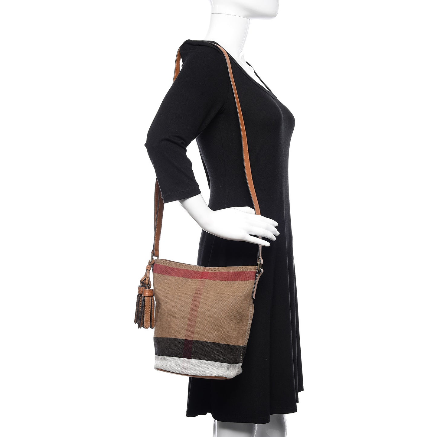 Canvas Mega Check Mini Ashby Tassel Crossbody Saddle Brown