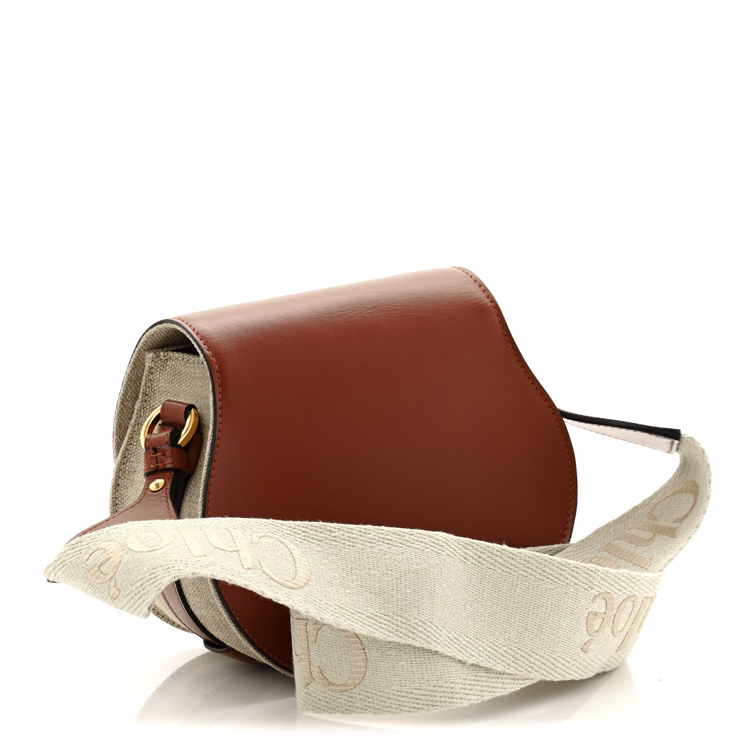 Chloe Linen Calfskin Small Marcie Saddle Bag Sepia Brown 3 of 9