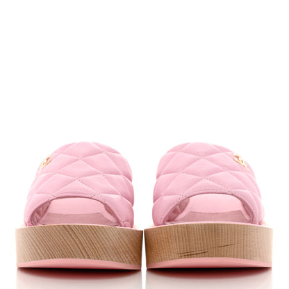 Chanel Lambskin Quilted CC Slip On Platform Sandals 40 Pink 2 of 9