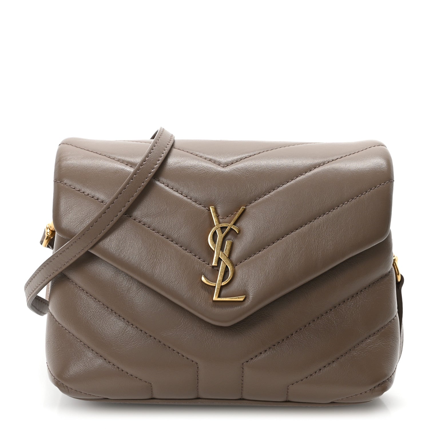 Saint Laurent Calfskin Y Quilted Monogram Toy Loulou Crossbody Bag Taupe 1 of 10