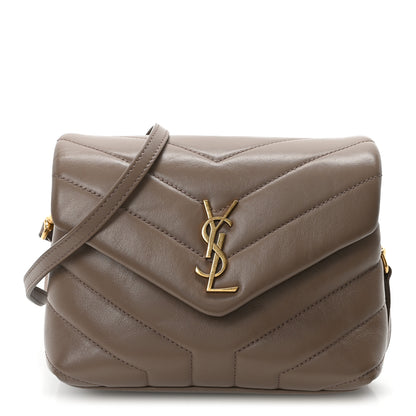 Saint Laurent Calfskin Y Quilted Monogram Toy Loulou Crossbody Bag Taupe 1 of 10