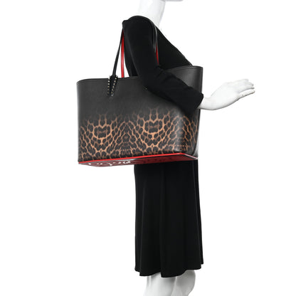 Christian Louboutin Calfskin Degrade Leopard Print Spikes East West Cabata Tote Black Multi 2 of 12