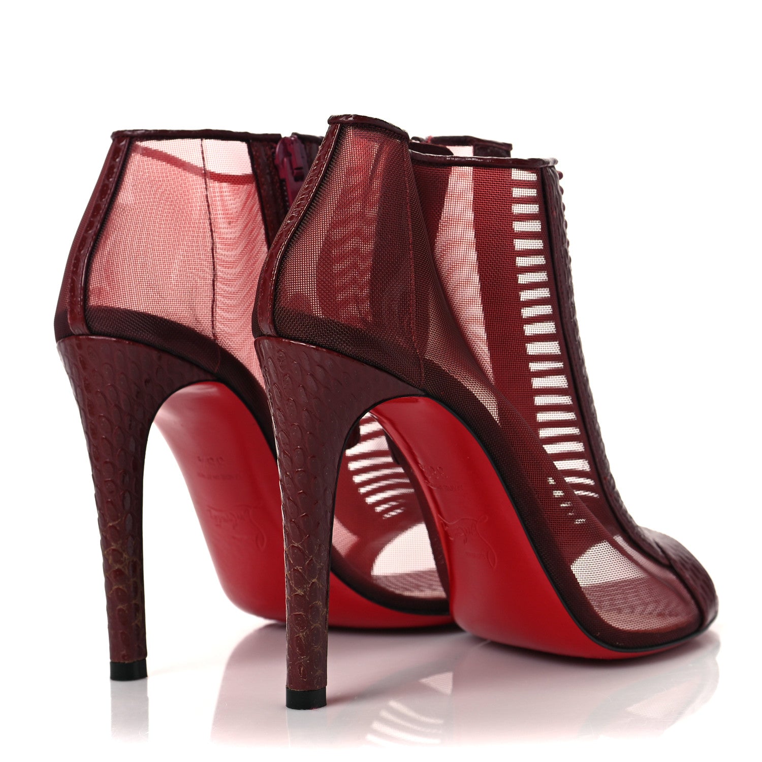 Christian Louboutin Calfskin Jurassic Rete Trouble 100 Booties 38.5 Red 4 of 6