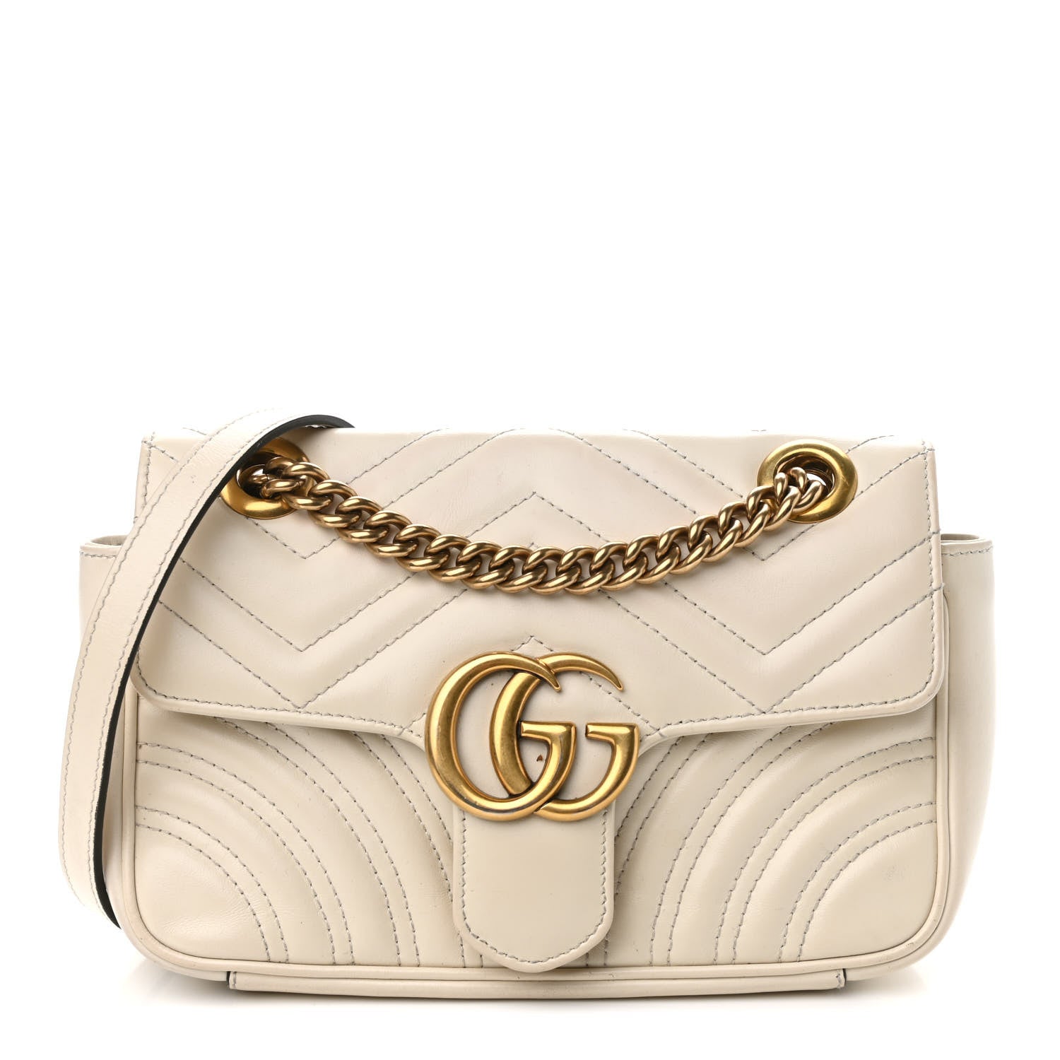 Gucci Calfskin Matelasse Mini GG Marmont Shoulder Bag White 1 of 11