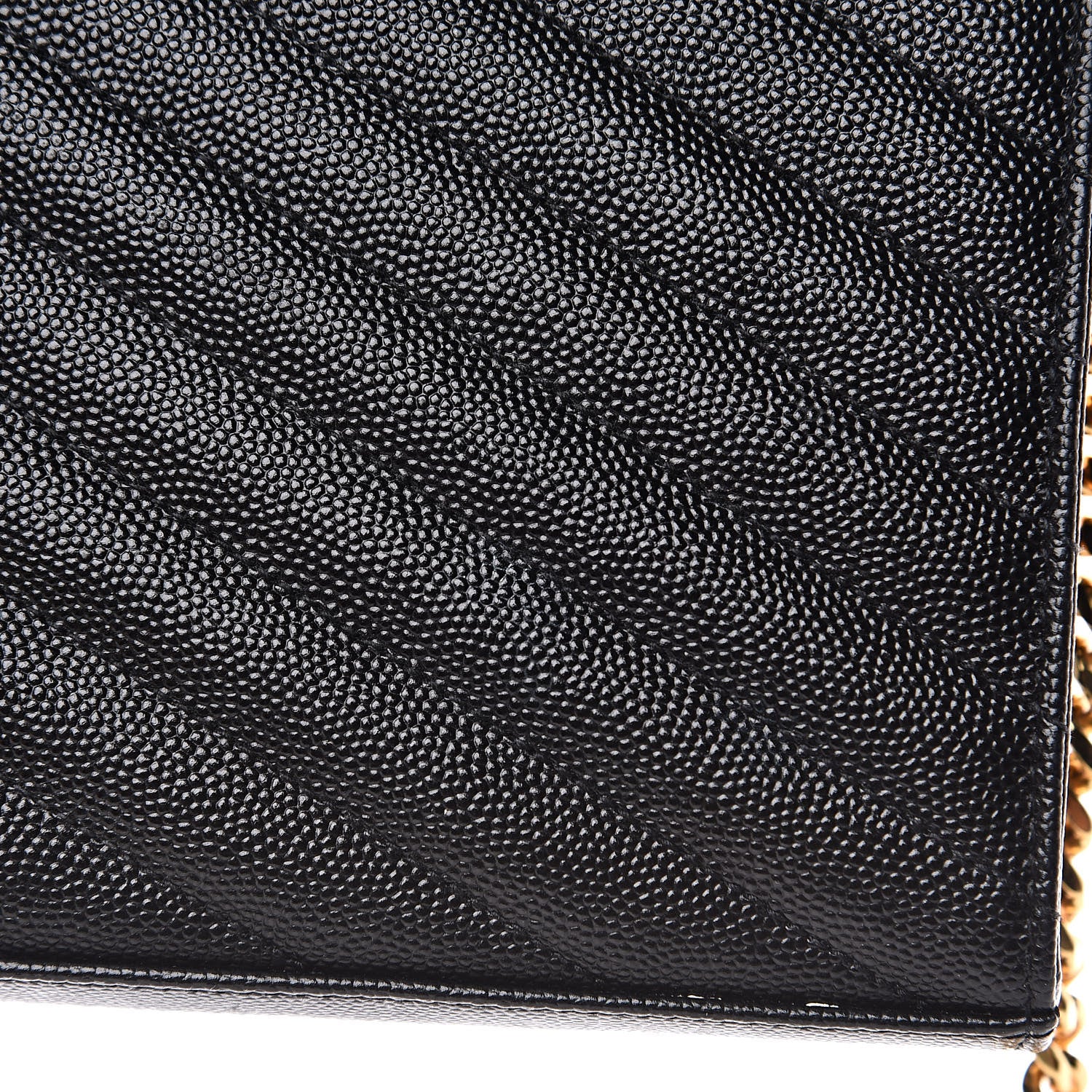 Saint Laurent Grain De Poudre Matelasse Chevron Monogram Chain Wallet Black 11 of 13
