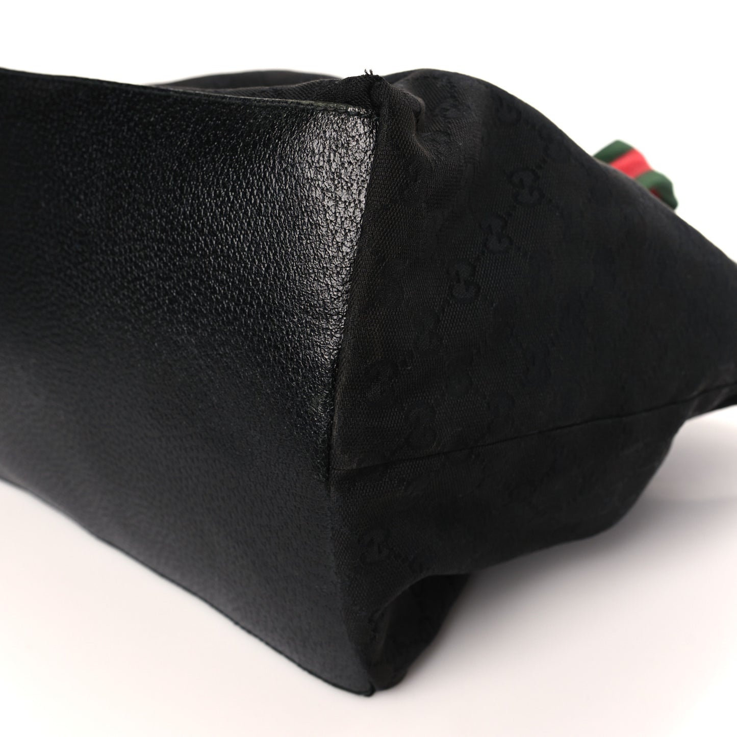 GG Monogram Large Web Handle Bucket Tote Black