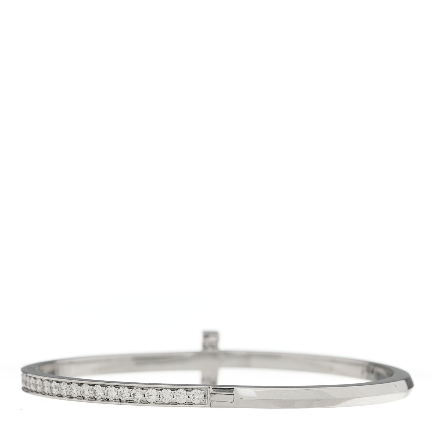 18K White Gold Diamond Narrow T1 Hinged Bangle Bracelet