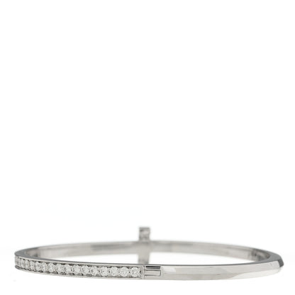 Tiffany 18K White Gold Diamond Narrow T1 Hinged Bangle Bracelet 2 of 3