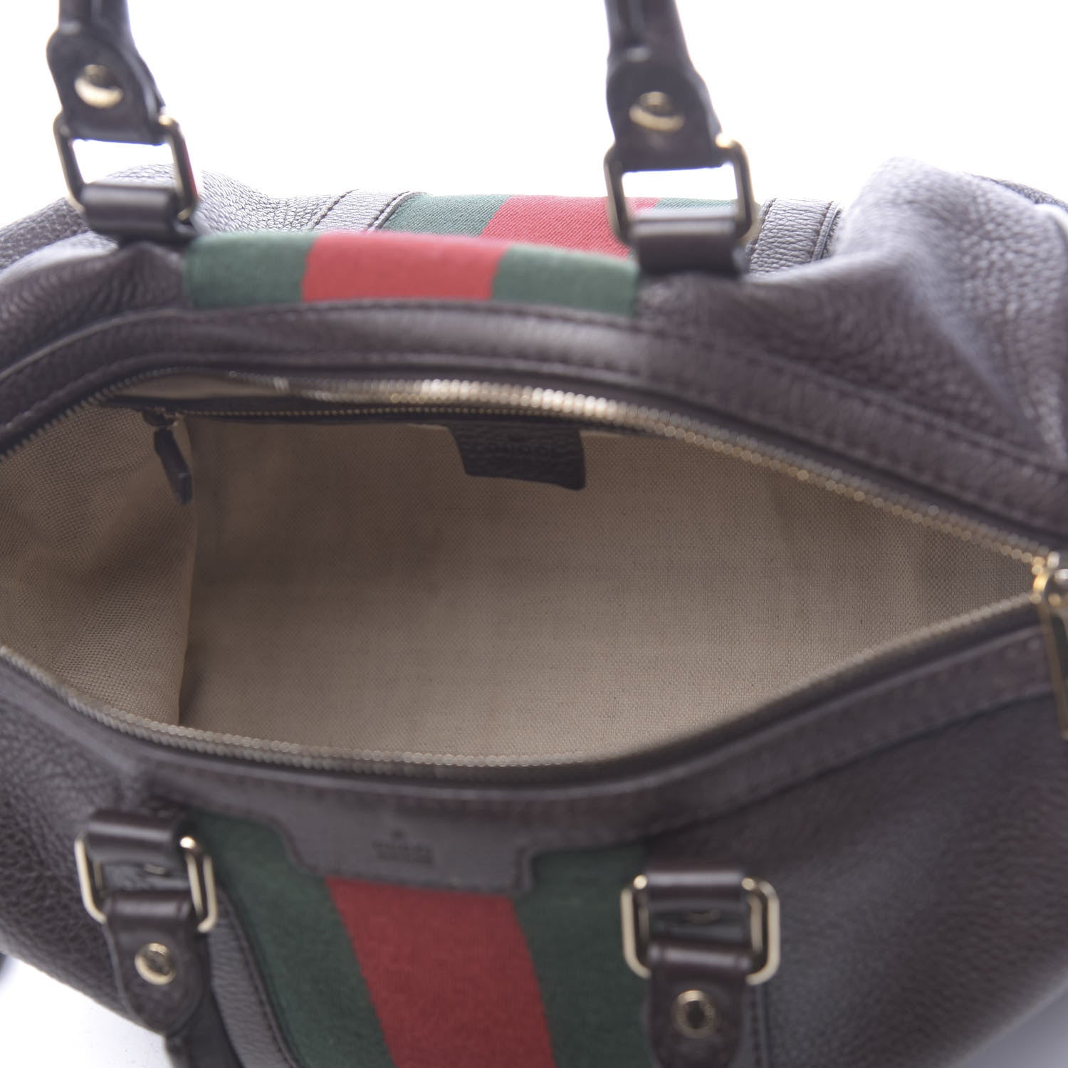 Gucci Calfskin Vintage Web Medium Boston Dark Brown 5 of 10