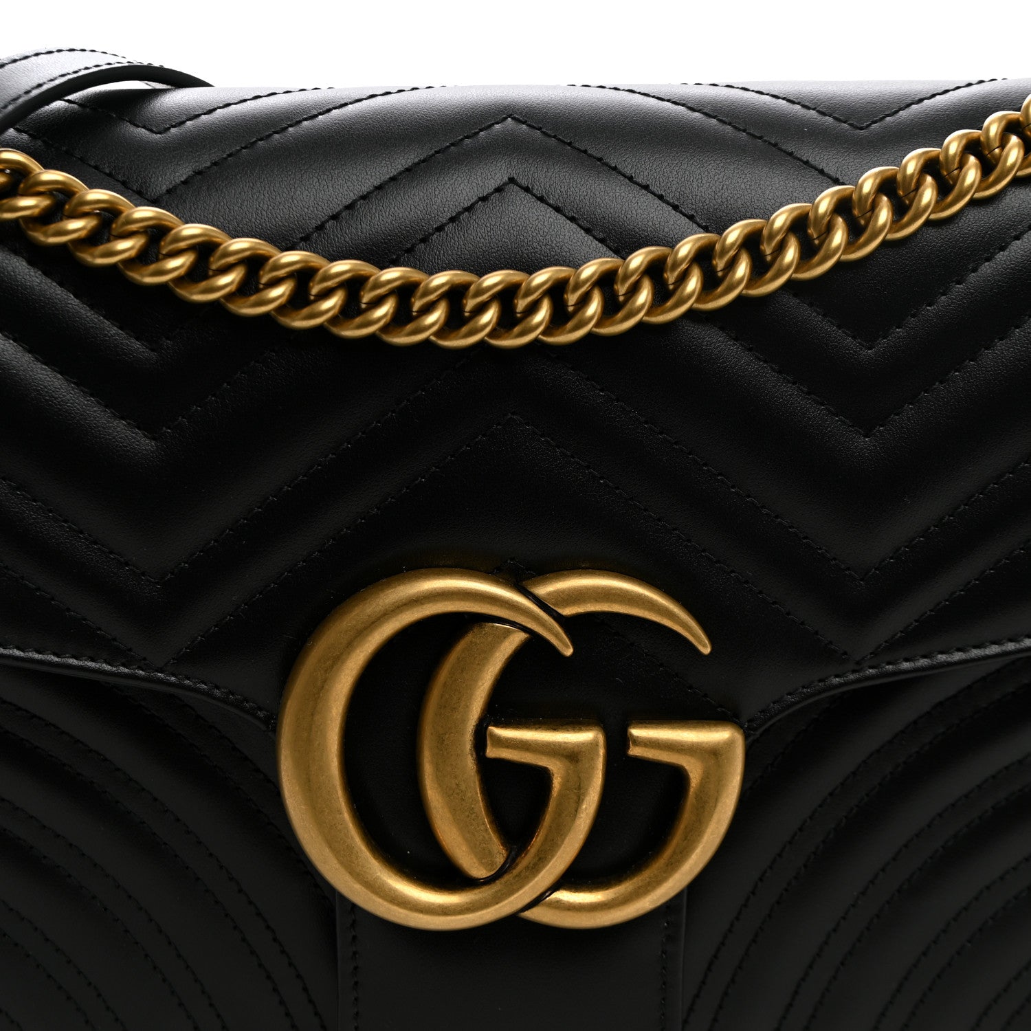 Gucci Calfskin Matelasse Medium GG Marmont Shoulder Bag Black 8 of 10