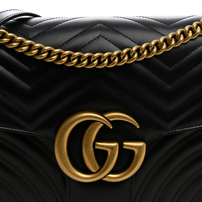 Gucci Calfskin Matelasse Medium GG Marmont Shoulder Bag Black 8 of 10
